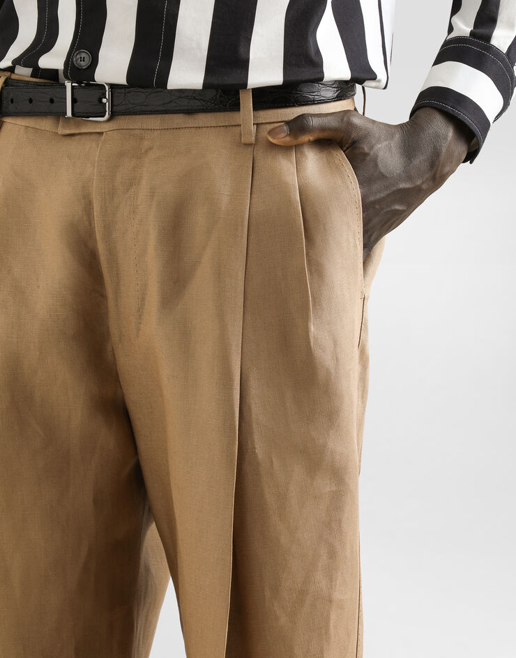 Dolce & Gabbana Hose aus Leinenstoff Beige GP114TFU4MC