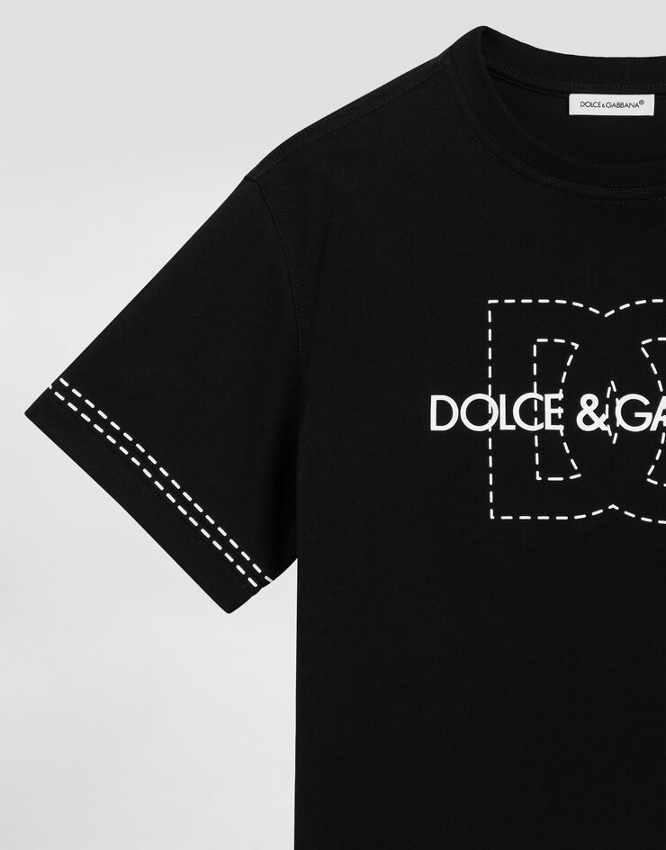 Dolce & Gabbana Jersey T-shirt with Dolce&Gabbana logo Black L4JTHVG7O6M
