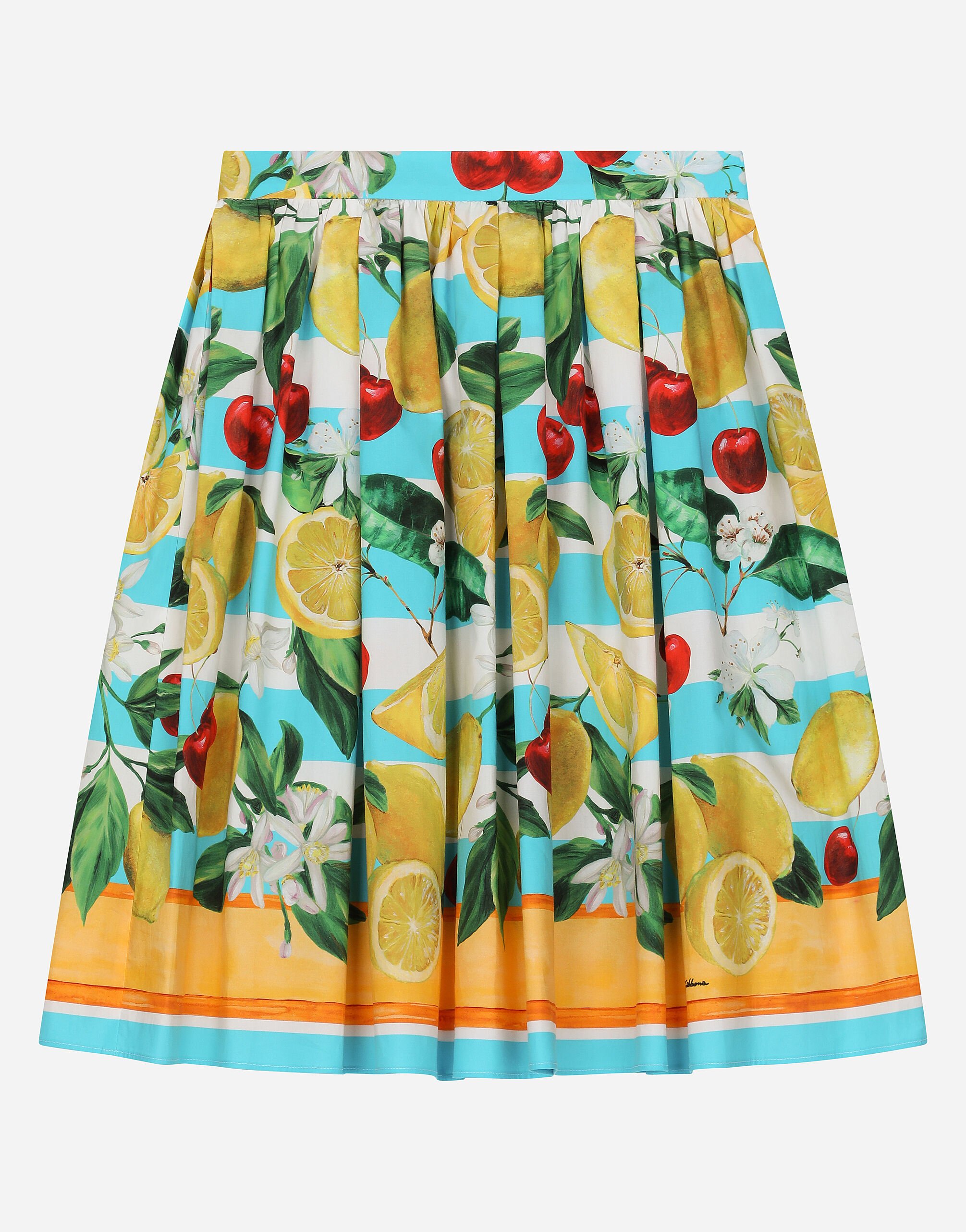DolceGabbanaSpa Poplin skirt with lemon and cherry print Multicolor L52F69LDB53