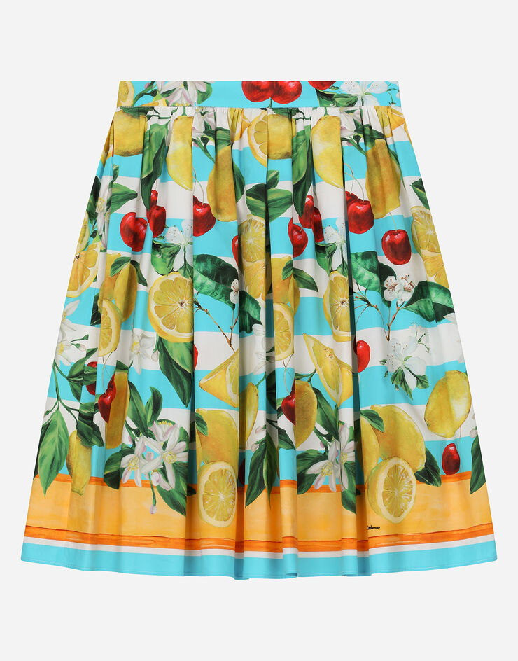 Dolce & Gabbana Poplin skirt with lemon and cherry print Print L54I94G7L8Z