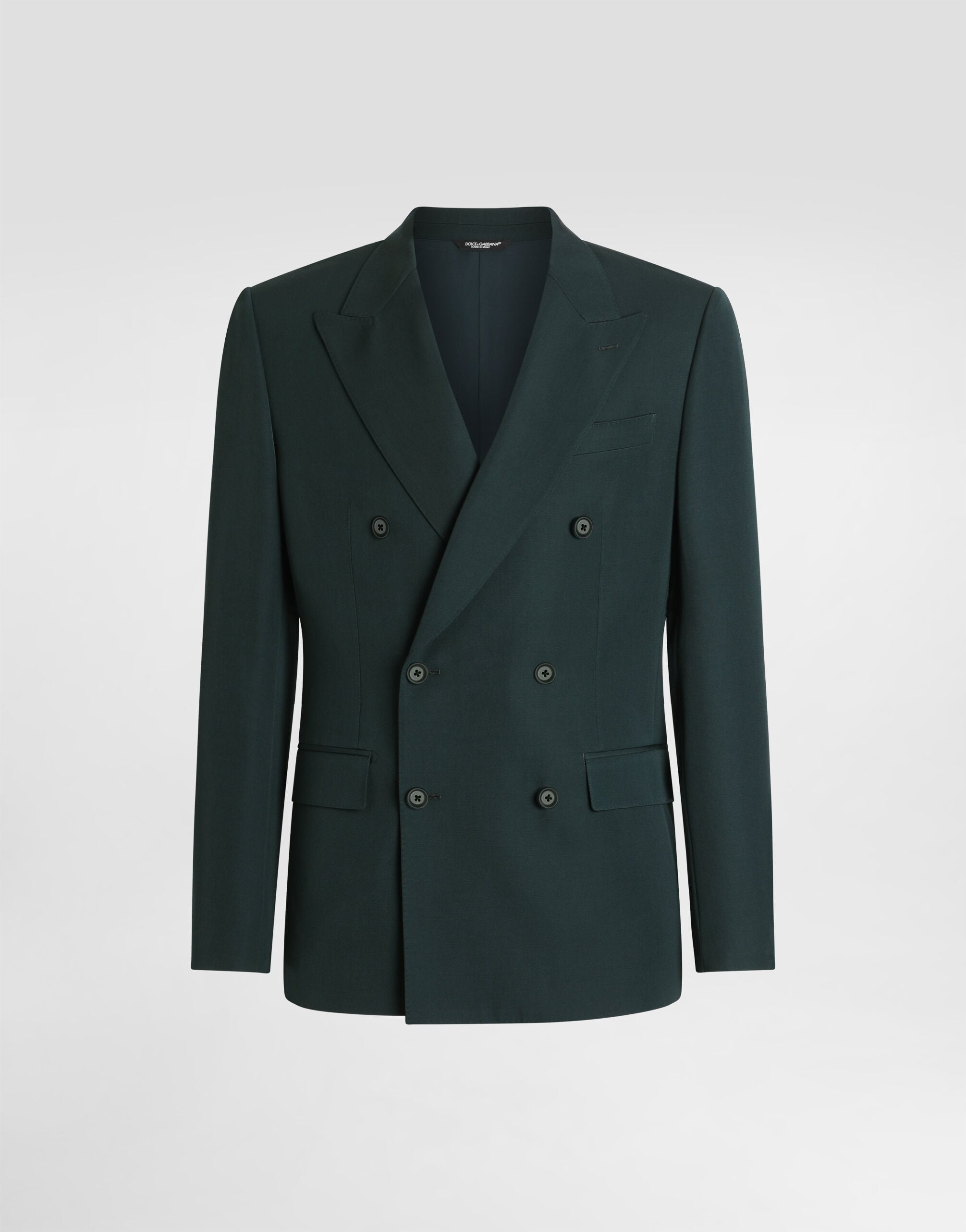 Double-breasted woolen jacket in Green for Men | Dolce&Gabbana®