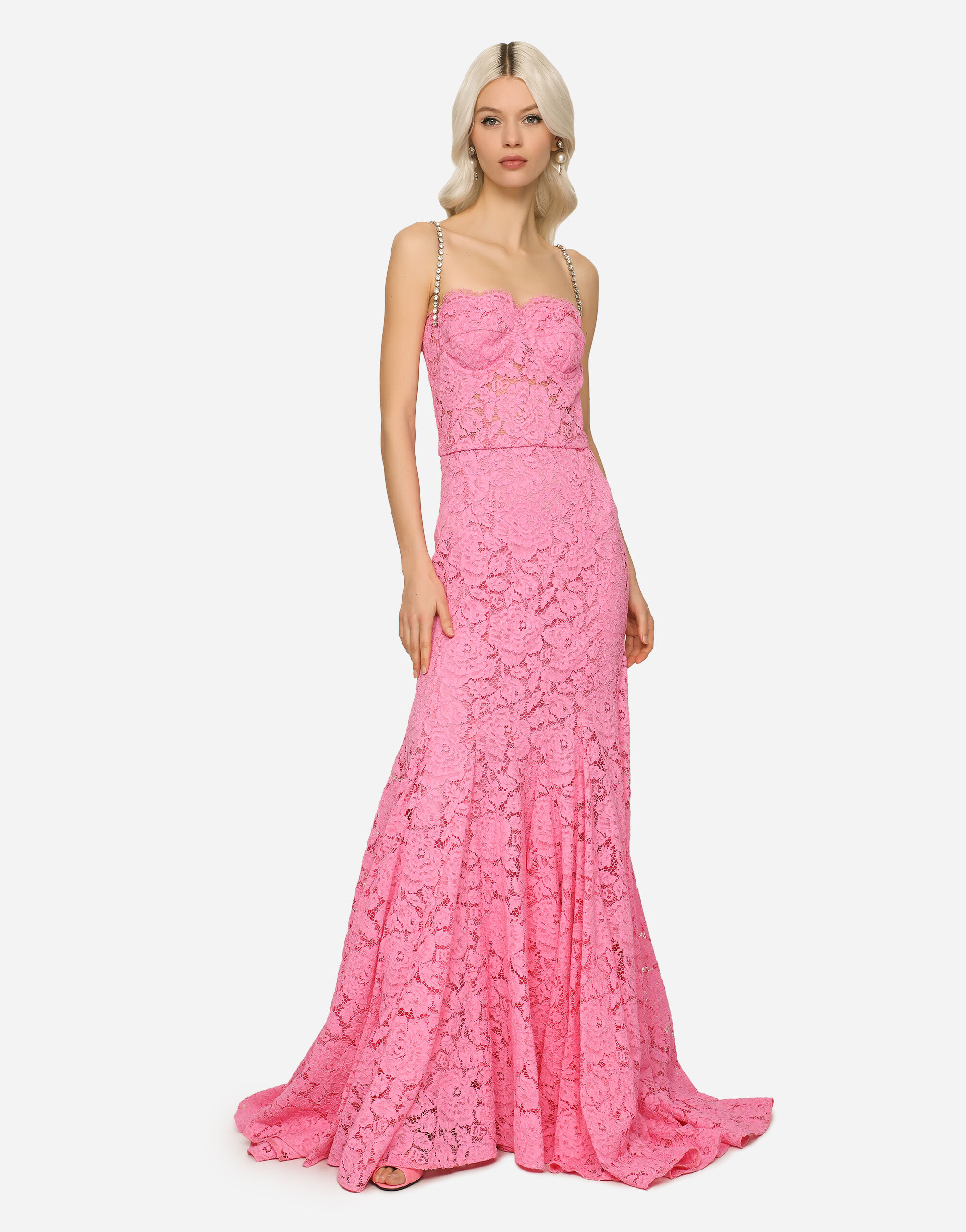 Long branded stretch lace dress Dolce Gabbana