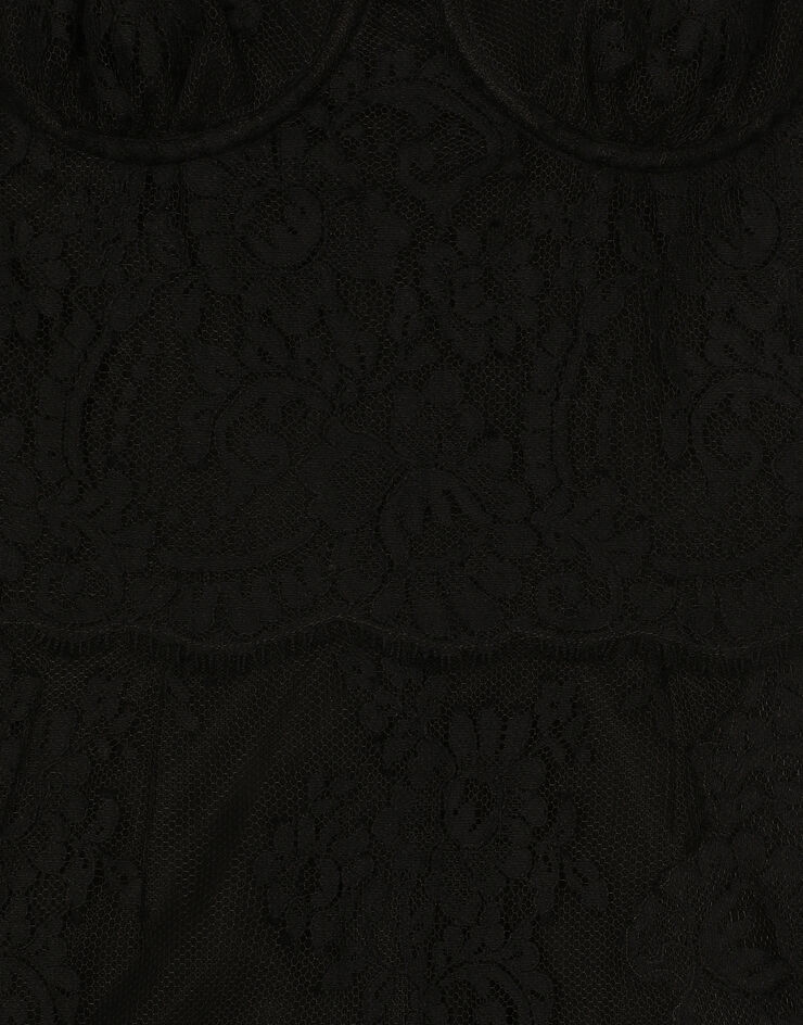 Dolce & Gabbana 레이스 미드카프 슬립 드레스 블랙 F6JAOTHLMO7