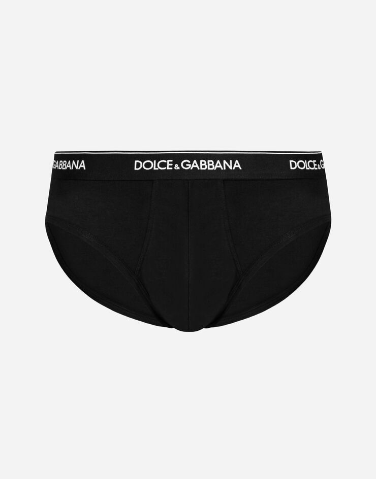 Dolce & Gabbana Bi-pack mid briefs in stretch cotton Black N9A03JO0025