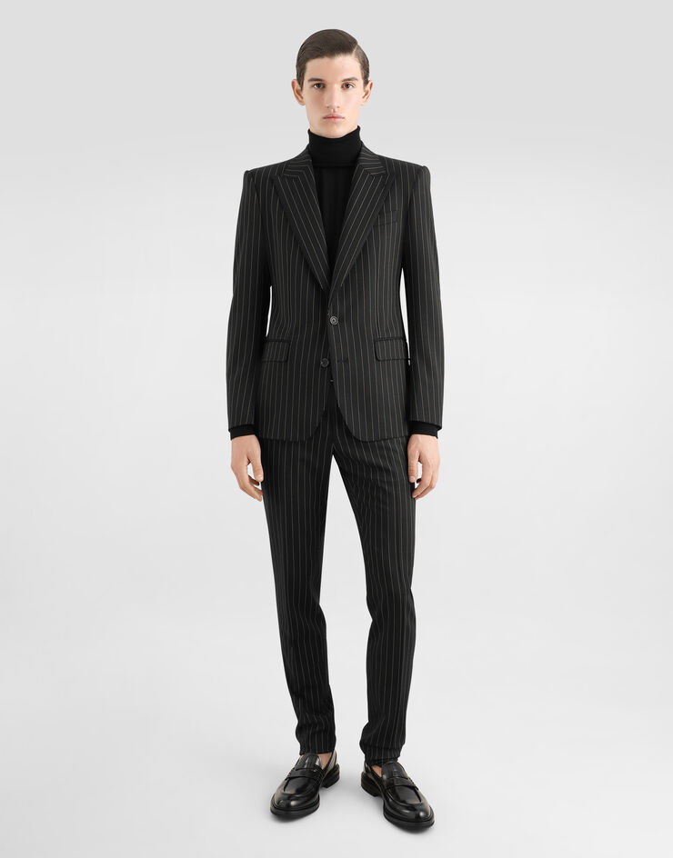 Dolce&Gabbana Maglia collo alto lana con placca logata Nero GXO35TJCVC7