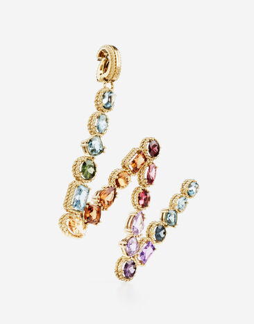 Dolce & Gabbana Alphabet W charm in 18-karat yellow gold and multicolored gemstones Gold WANR1GWMIXW
