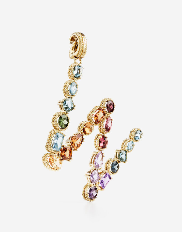 Dolce & Gabbana Rainbow alphabet W 18 kt yellow gold charm with multicolor fine gems Gold WANR1GWMIXW