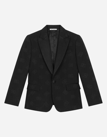 Dolce & Gabbana Single-breasted wool jacquard tuxedo jacket with DG logo Black L41U50FU2NF