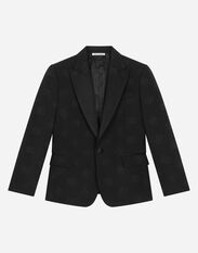 DolceGabbanaSpa Single-breasted wool jacquard tuxedo jacket with DG logo Black L41J75G7J8K