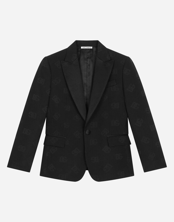 Dolce & Gabbana Single-breasted wool jacquard tuxedo jacket with DG logo Black L41J70FJBAK