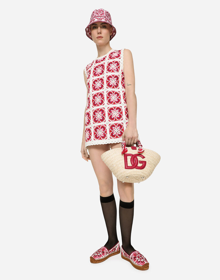 Dolce & Gabbana Mini-robe au crochet point de brique à imprimé majoliques Multicolore FX379ZJBCAV