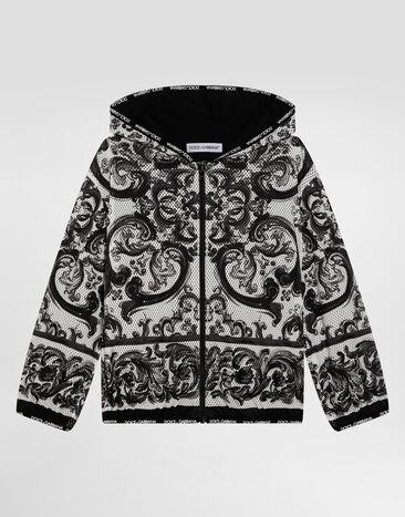 Dolce & Gabbana Chaqueta de malla suave con estampado de mayólica Multicolor L4JC26FIM6P