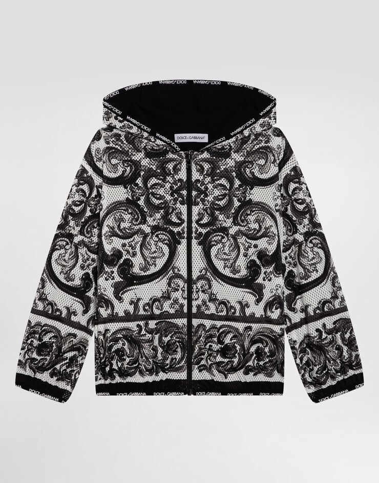Dolce & Gabbana Chaqueta de malla suave con estampado de mayólica Multicolor L4JC26FIM6P