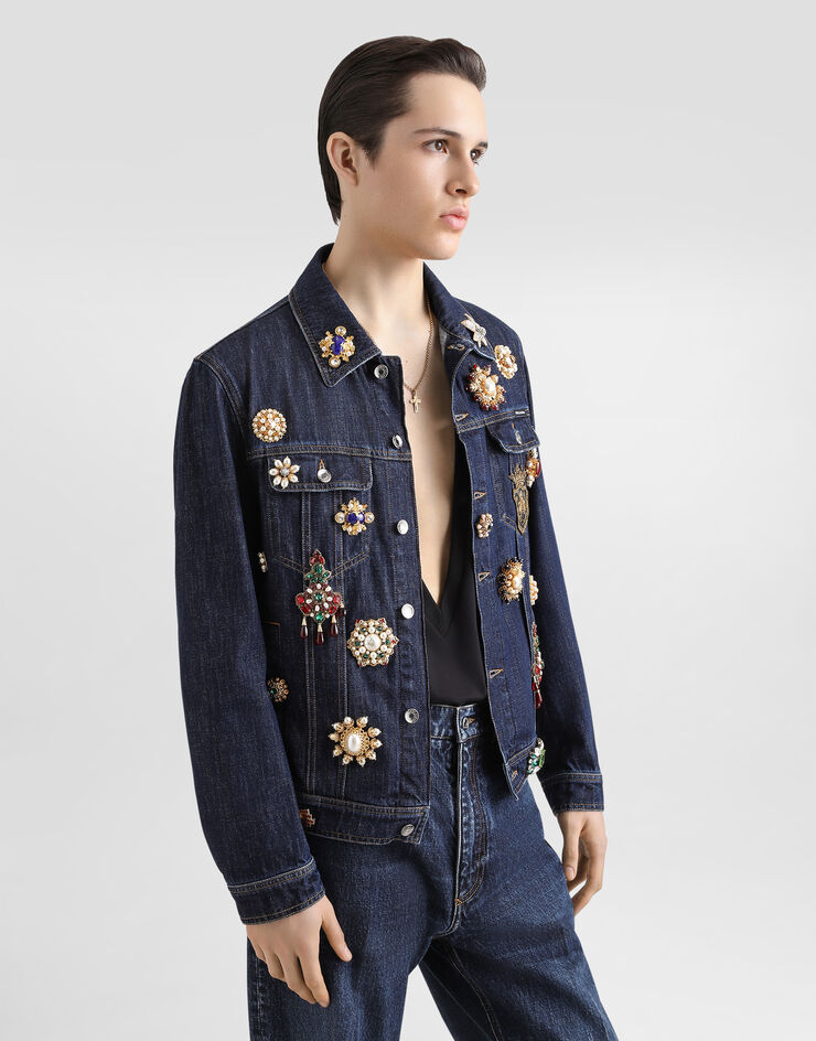 Dolce & Gabbana Cotton denim jacket with bejeweled detailing Multicolor G9BKPZG8MF8