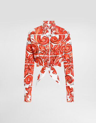 Dolce & Gabbana Majolica-print poplin shirt Multicolor F5S65TGDDRD