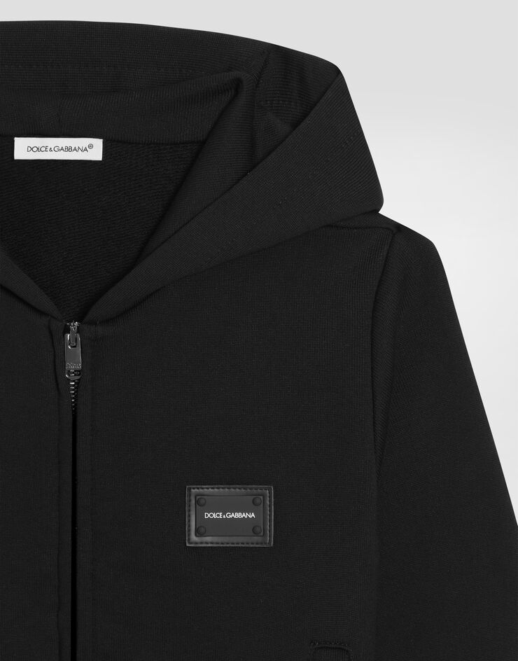 Dolce & Gabbana Sudadera de jersey con capucha y placa Negro L4JW2VG7OLJ