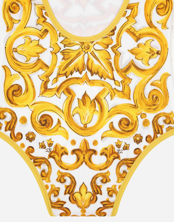 Dolce & Gabbana One-piece swimsuit with yellow majolica print Print L2J812ON00S