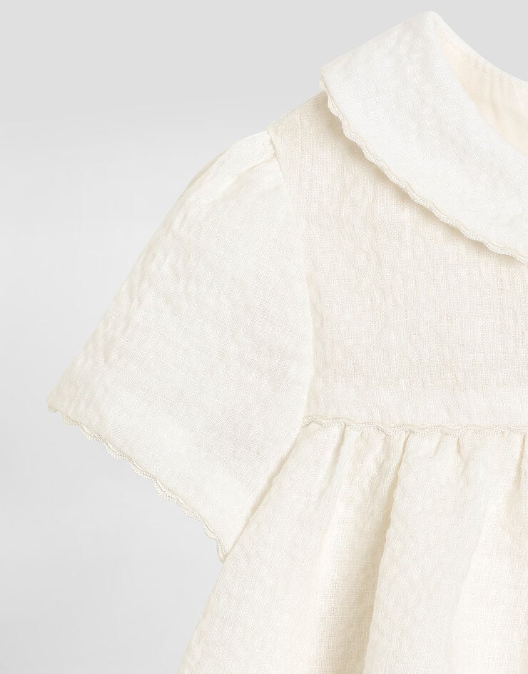 Dolce & Gabbana Seersucker linen dress with embroidery White L24DP1FU4MZ