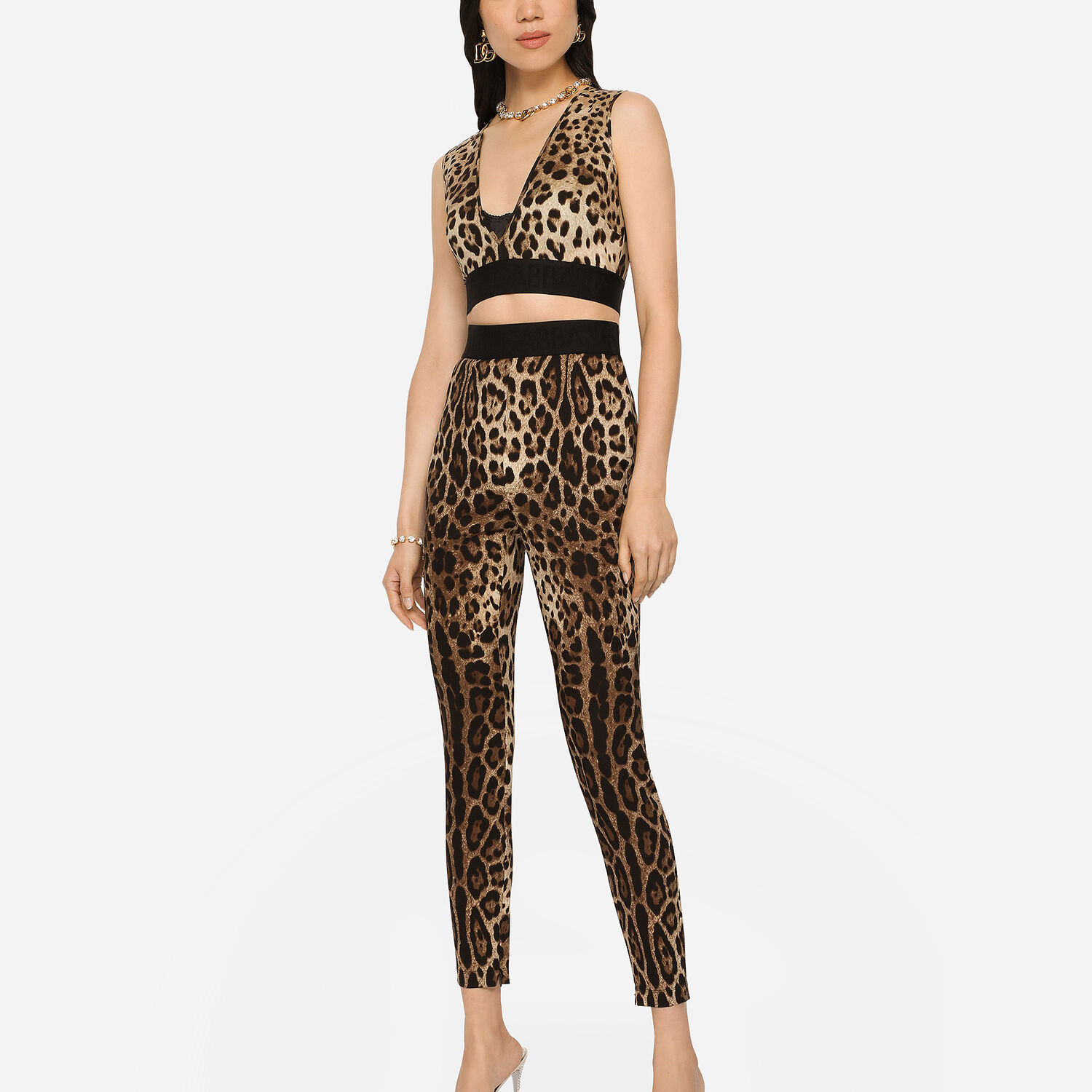 Leopard-print charmeuse leggings in Animal Print for