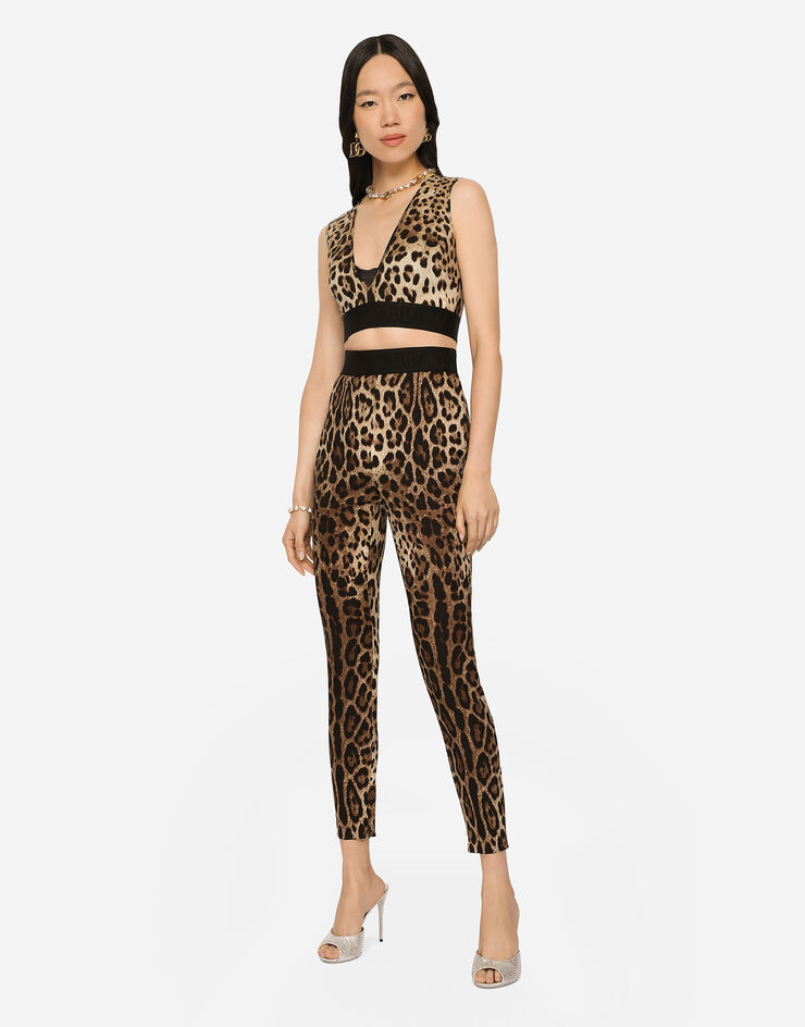Dolce & Gabbana Leggings de charmeuse con estampado de leopardo Estampado Animalier FTCTNTFSADD