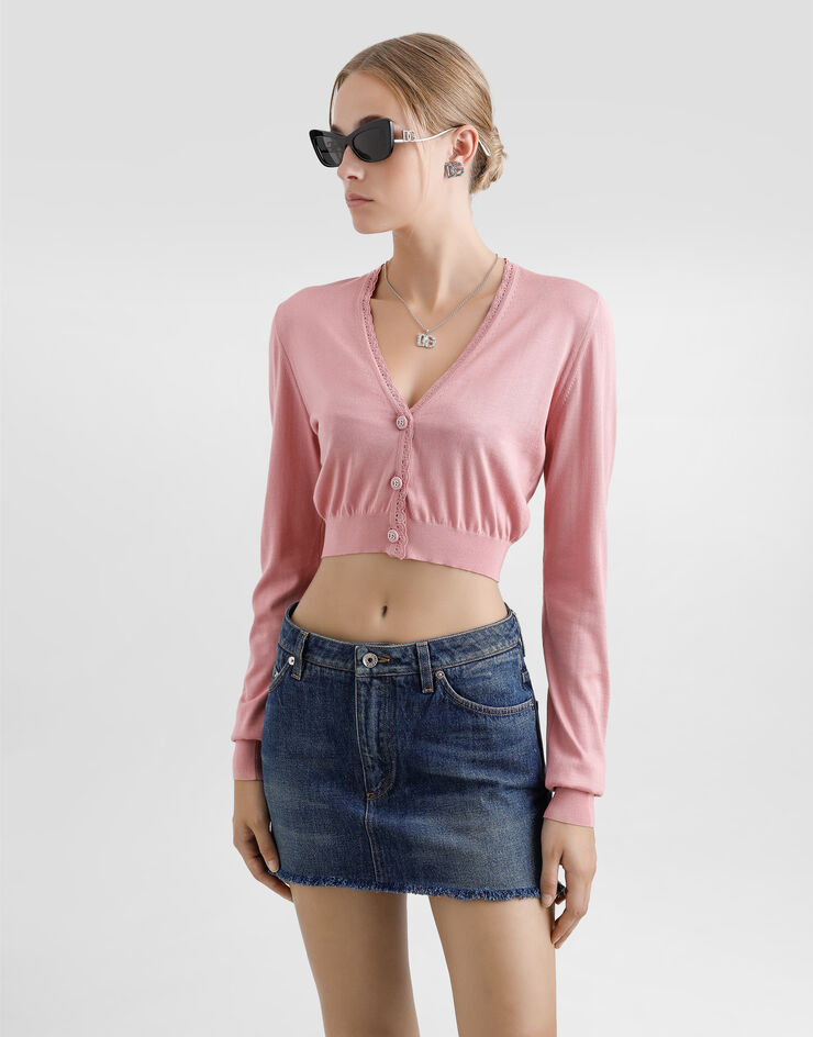 Dolce & Gabbana Cropped silk cardigan Dolce & Gabbana Cropped silk cardigan Pink FXV84TJBSLJ