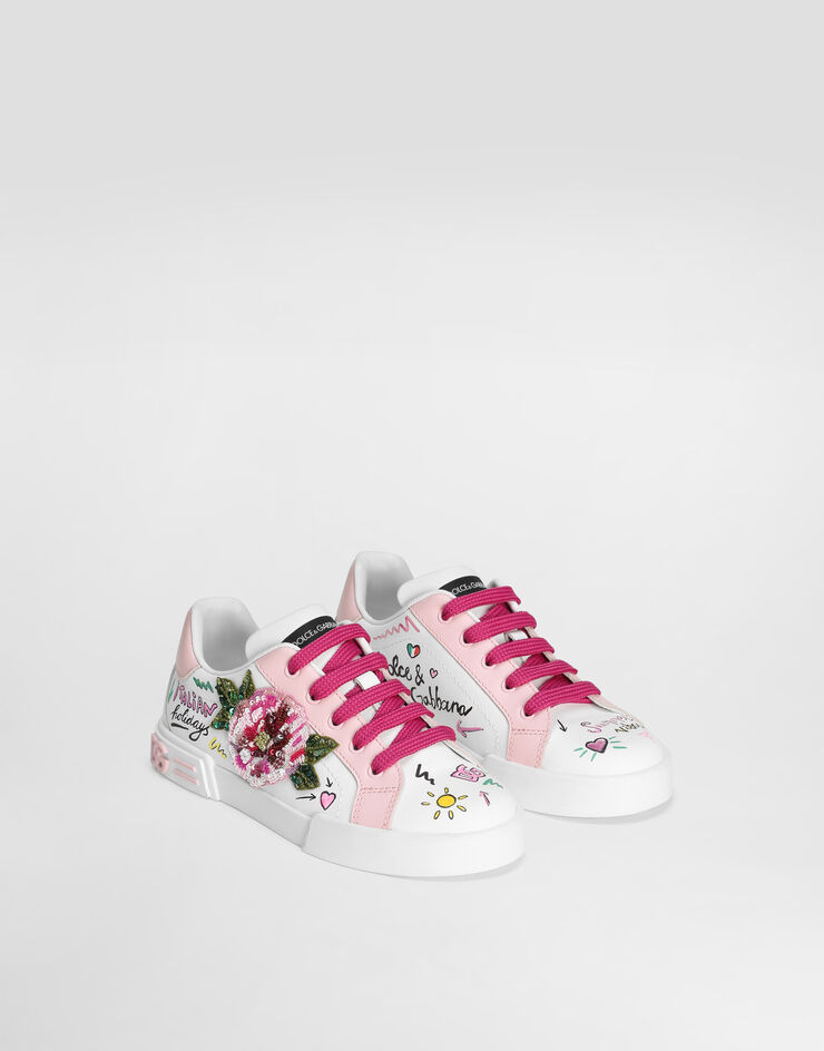 Dolce & Gabbana Sneakers Portofino Light in pelle di vitello stampata Multicolore D10951A6O58