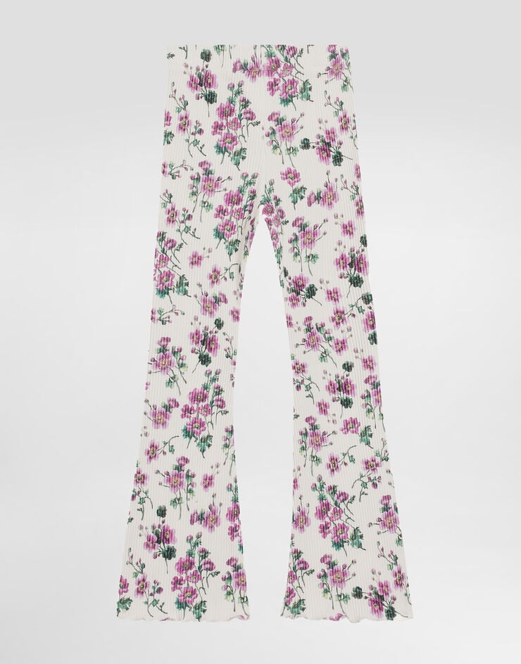 Dolce & Gabbana Pantaloni in jersey a costine stampa violette Stampa L5JPD8HS7QZ