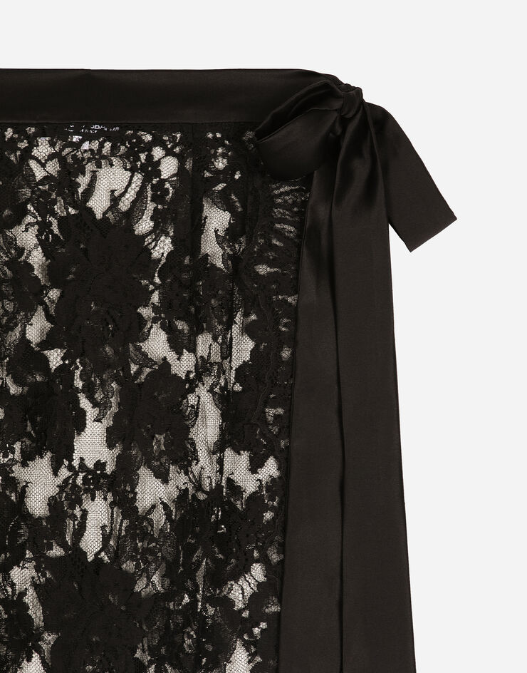 Dolce & Gabbana Chantilly lace calf-length skirt Black F4C2HTHLMQJ