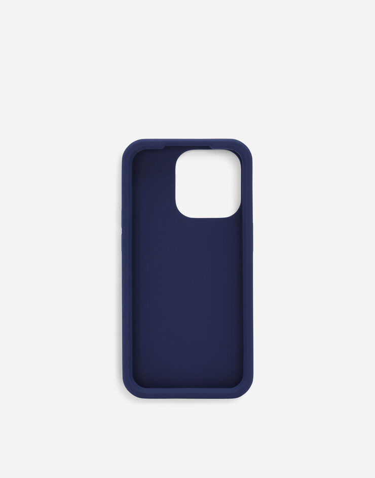 Dolce & Gabbana Coque pour iPhone 14 Pro en caoutchouc à logo Bleu BP3265AG816