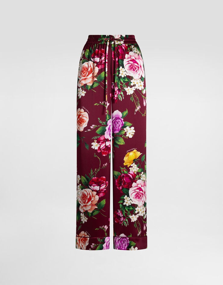 Dolce & Gabbana Rose-print satin vanity trousers Multicolor I3J79WIS11B