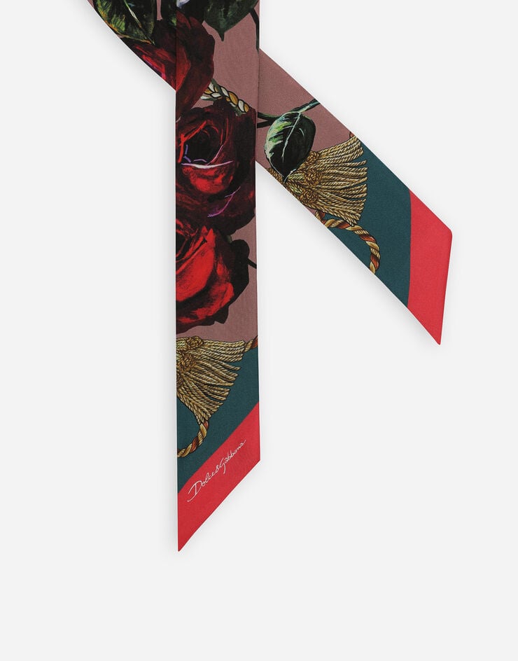 Dolce & Gabbana وشاح رأس تويل بطبعة وردة (6 × 100) يضعط FS215AGDB7G