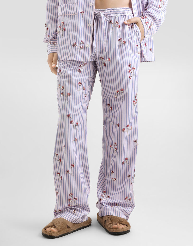 Dolce & Gabbana Cotton-silk vanity trousers with embroidery Multicolor GVRMAZGK192