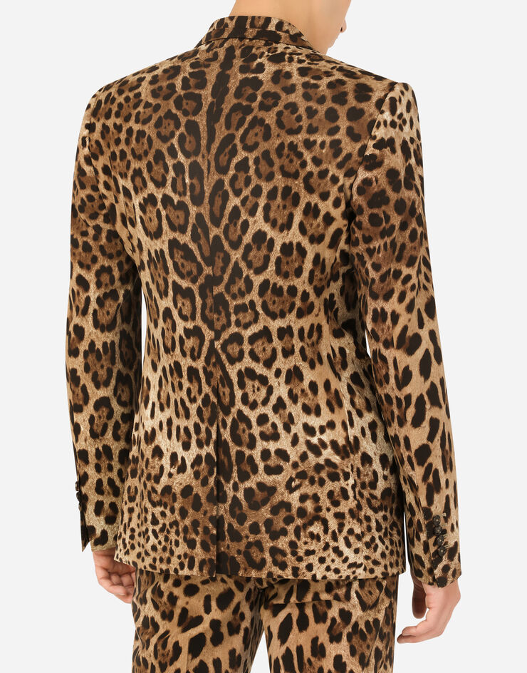 Dolce & Gabbana Zweireihiger Anzug Sicilia Wolle Leoprint Mehrfarbig GKGOMTFSBAV