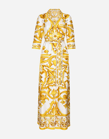 Dolce & Gabbana Robe de chambre en sergé de soie à imprimé majoliques Imprimé F6ADLTHH5A0