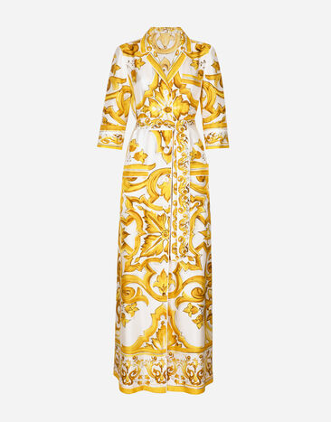 Dolce & Gabbana Silk twill robe with majolica print Print F6JDDTHI1TK