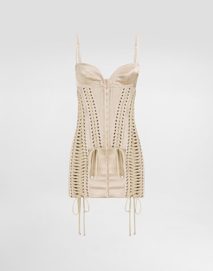 Dolce & Gabbana فستان من ساتان دوتشيس بقصّة بالكونيت Pink F617CTFU1KM