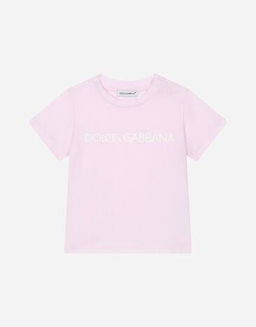 Dolce&Gabbana Camiseta de punto con estampado del logotipo Rosa L1JT7WG7KS0