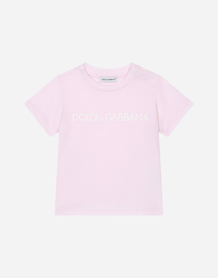 Dolce & Gabbana T-shirt in jersey con stampa logo Rosa L1JT7WG7KS0