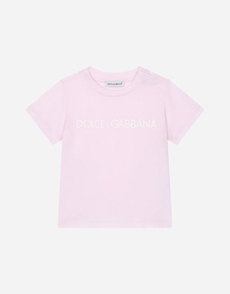 Dolce&Gabbana Camiseta de punto con estampado del logotipo Rosa L1JT7WG7KS0