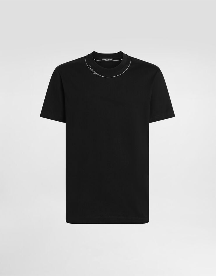 Dolce & Gabbana Cotton t-shirt with embroidery Dolce & Gabbana Cotton t-shirt with embroidery Black G8RN8ZG7P9O