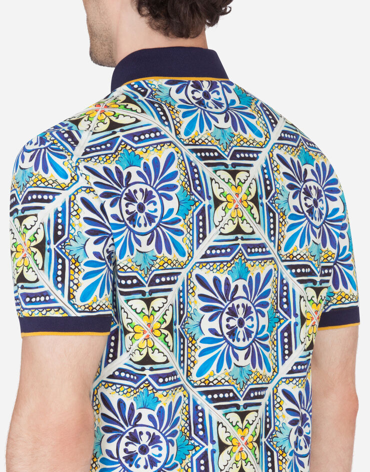 Dolce & Gabbana Cotton polo shirt with maiolica print MAIOLICA PRINT G8LB0TFI7VM