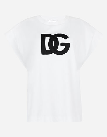 Dolce & Gabbana Interlock T-shirt with satin DG patch Black F8R52TFJ7DM