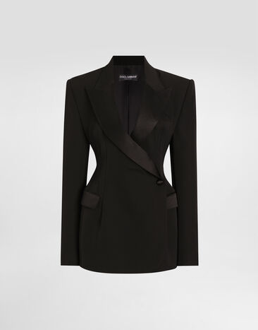 Dolce & Gabbana Double-breasted wool gabardine tuxedo jacket Print F7AX5TIS1Y6
