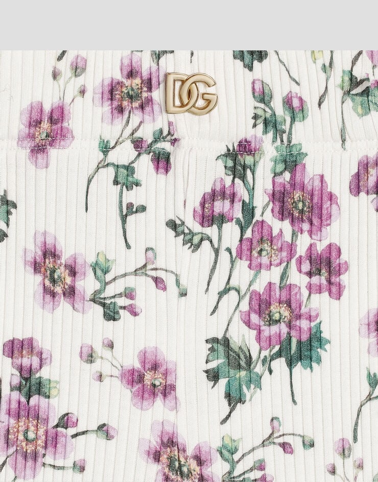 Dolce & Gabbana Pantaloni in jersey a costine stampa violette Stampa L5JPD8HS7QZ