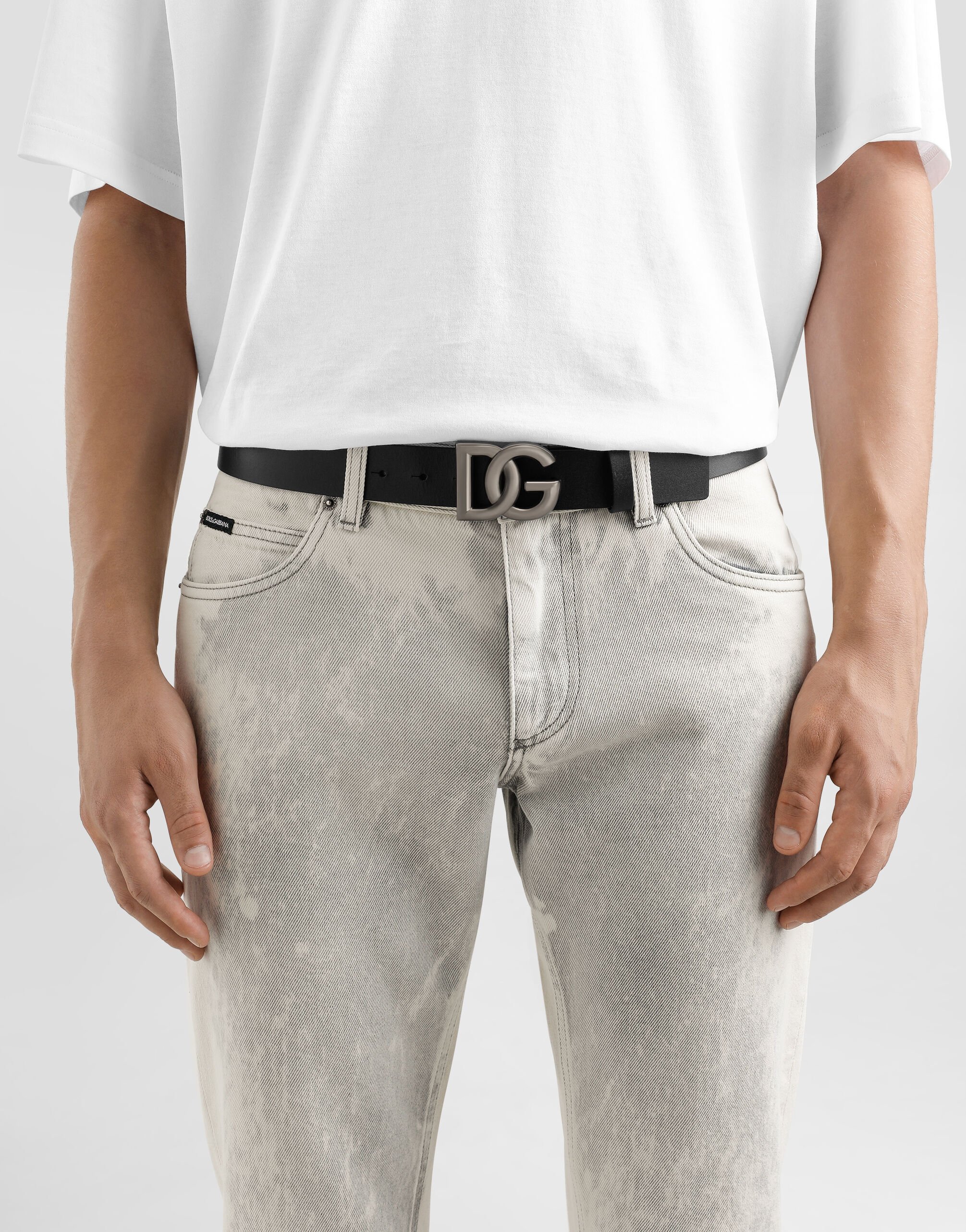 Leather belt with DG logo in Multicolor for Men