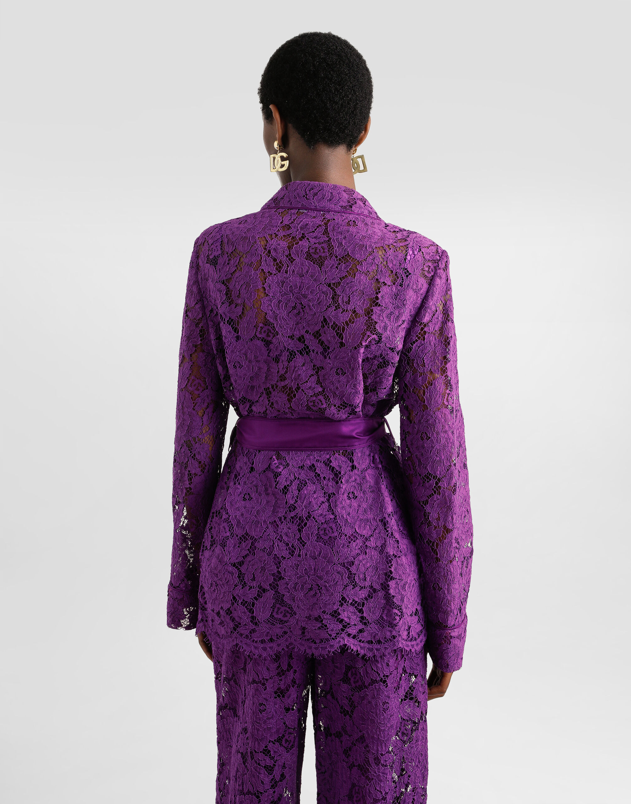 Floral lace vanity shirt in Purple for Women | Dolce&Gabbana®