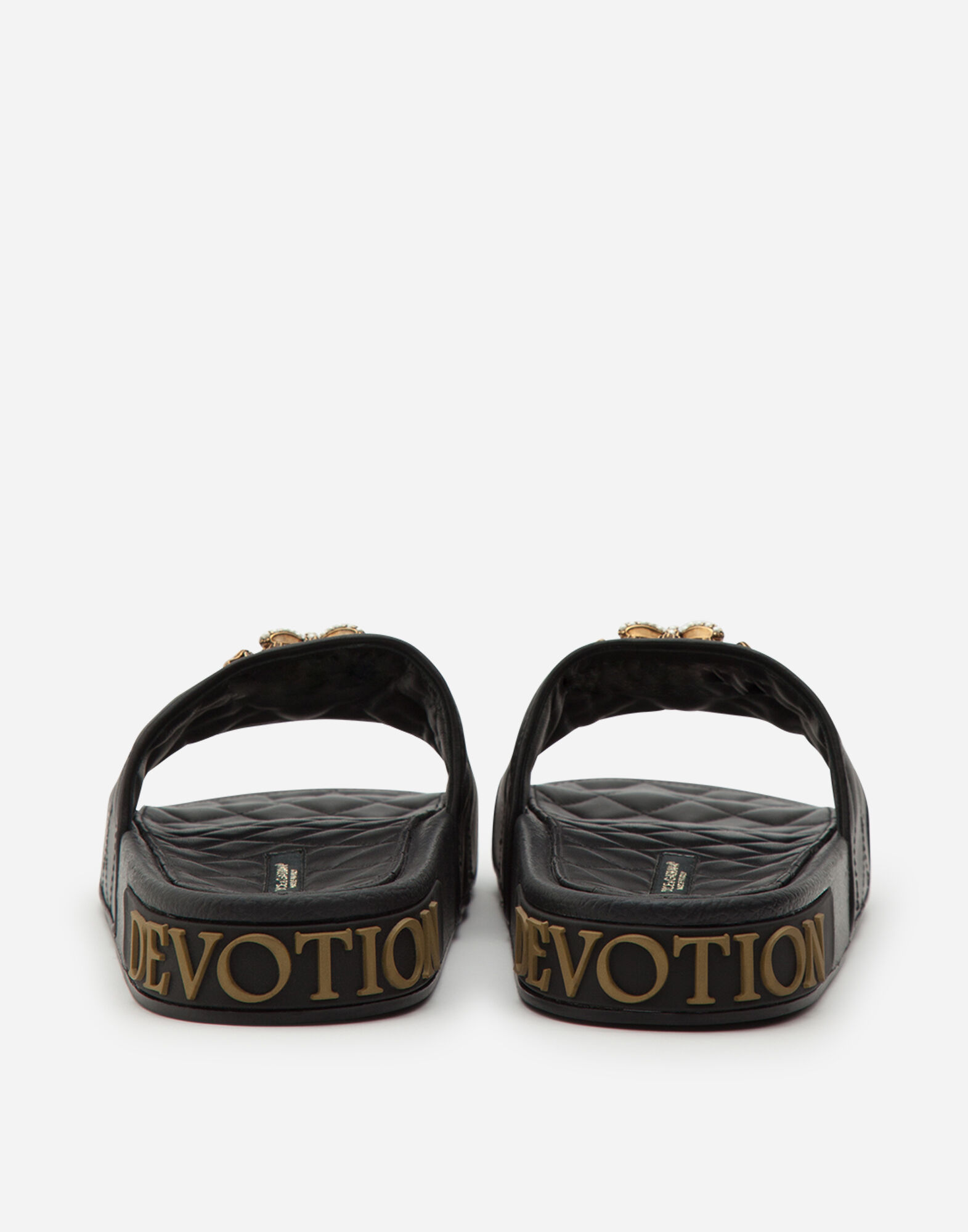 Dolce & Gabbana DEVOTION スライドサンダル ２色展開 ブラックのウィメンズ DEVOTION ビーチウェアスライドサンダル