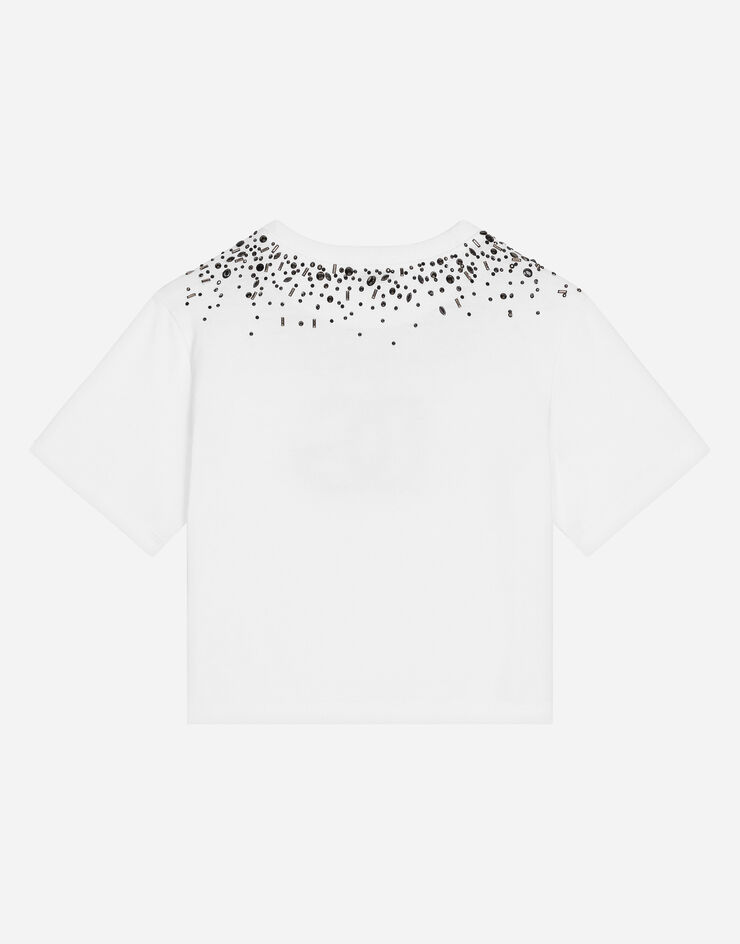 Dolce & Gabbana Jersey T-shirt with DG logo White L5JTMDG7K2V