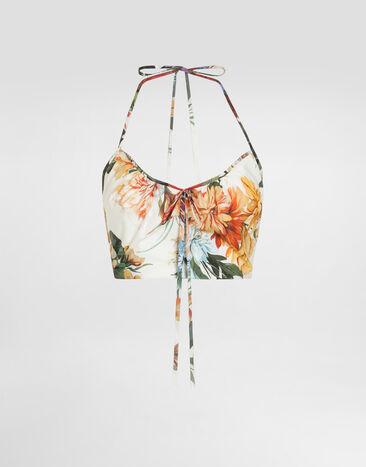 Dolce & Gabbana Flower-print poplin top Print F7BB7THS5TR