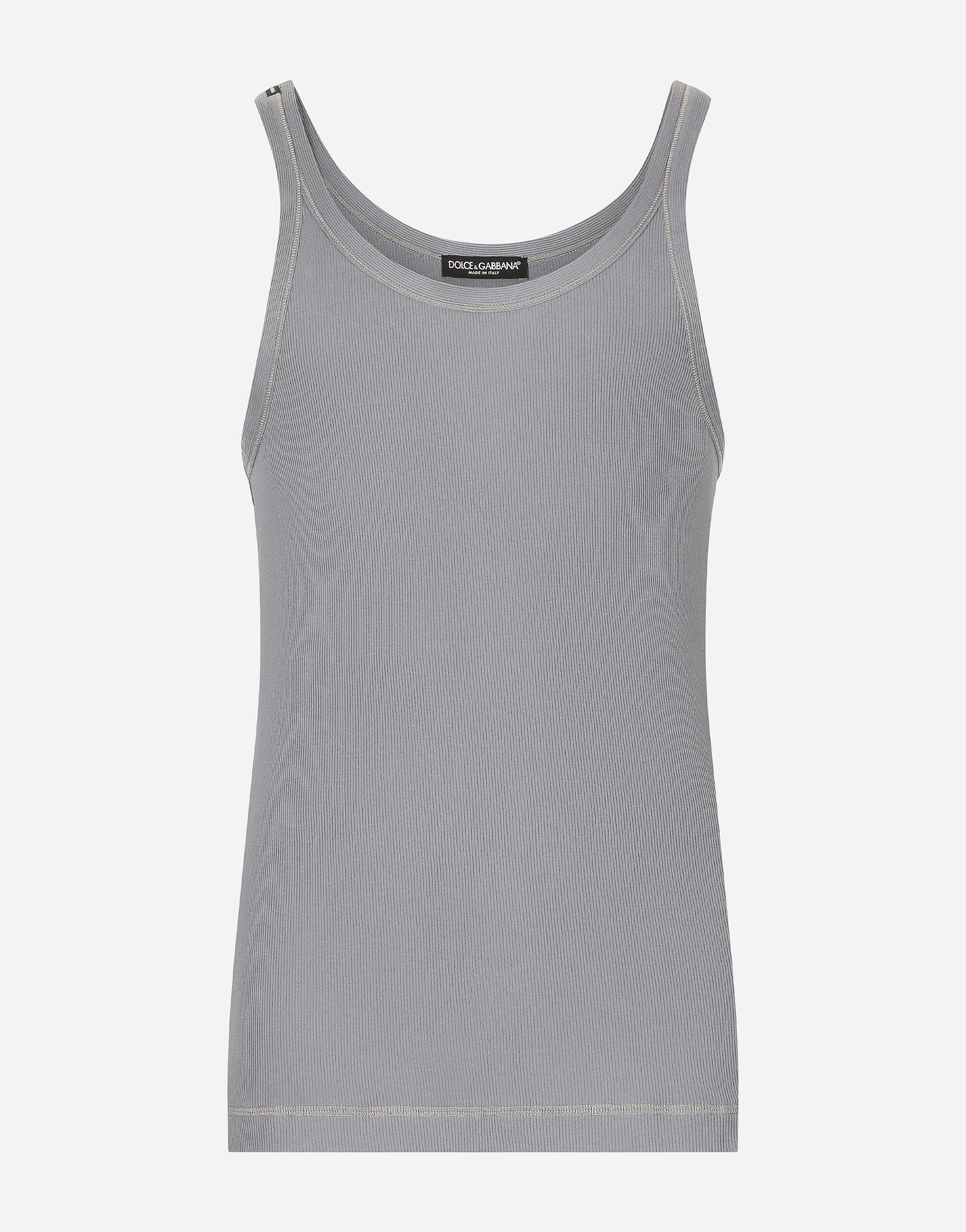 Dolce & Gabbana Fine-rib cotton singlet Grey G8RK7TG7L6R